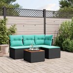 vidaXL Salon de jardin 5 Pièces avec coussins noir résine tressée