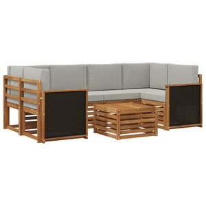 vidaXL Ensemble de canapés d'extérieur 7 pc Naturel et gris clair