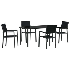 vidaXL Ensemble de salle à manger pour jardin 5 Pièces Noir