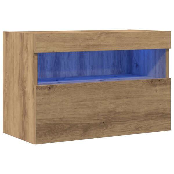 Meuble TV vidaXL avec lumières LED Chêne Artisan 60x30x40 cm
