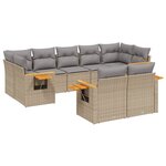 vidaXL Salon de jardin avec coussins 9 Pièces beige résine tressée