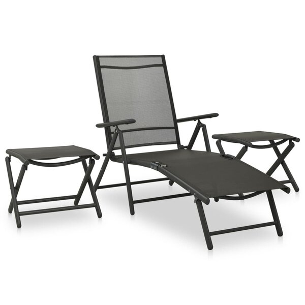 Salon de jardin meuble d'extérieur ensemble de mobilier 3 pièces textilène et aluminium noir 02_0016066