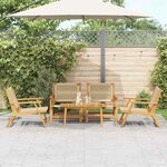 vidaXL Ensemble de jardin 5 pièces : chaises et table en bois d'acacia beige
