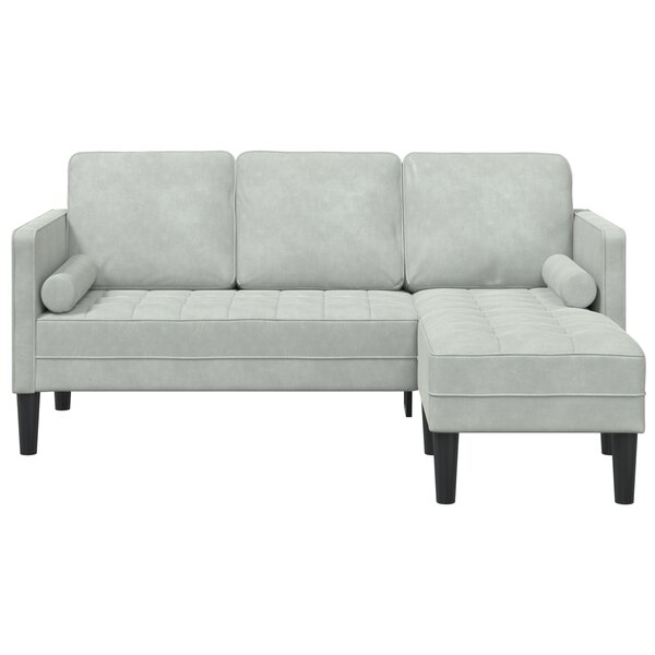 vidaXL Canapé 3 places avec chaise L en velours gris clair 160 cm