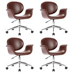 vidaXL Chaises pivotantes à manger lot de 4 marron similicuir