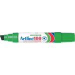 Marqueur '100' permanent indélébile pointe biseautée 7 5 & 12 mm vert x 6 ARTLINE