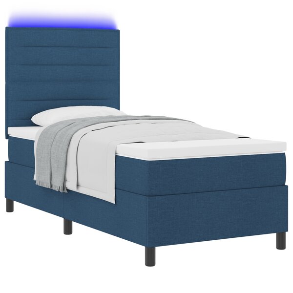 vidaXL Lit à ressorts avec matelas & LED bleu 80x200 cm tissu