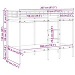 VidaXL Lit superposé sans matelas noir 90x200 cm acier