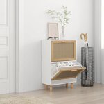 vidaXL Armoire à chaussures Blanc 52x25x80 cm Bois d'ingénierie/rotin