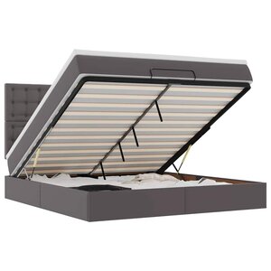 vidaXL Cadre de lit ottoman avec matelas gris 180x200 cm similicuir