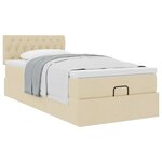 vidaXL Cadre de lit ottoman avec matelas crème 90x190 cm tissu