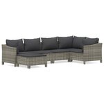 vidaXL Salon de jardin 6 Pièces avec coussins Gris Résine tressée