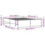 vidaXL Cadre de lit chêne fumé 150x200 cm bois d'ingénierie et métal