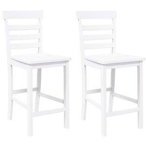 VidaXL Tabourets de bar 2 Pièces blanc bois massif d'hévéa