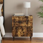 vidaXL Cabinet de chevet avec tiroir Chêne fumé 43 x 34 5 x 49 5 cm