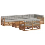vidaXL Ensemble de canapés d'extérieur 9 pc Gris Naturel et Clair