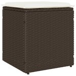 vidaXL Tabourets jardin avec coussins lot de 2 marron résine tressée