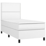 vidaXL Sommier à lattes de lit avec matelas Blanc 100x200cm Similicuir