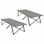 vidaXL Lit de camping pliant 2 Pièces Gris 206 x 76 x 74 cm