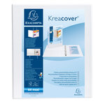 Classeur personnalisable rigide 2 poches KreaCover® - 4 anneaux en D 30mm - A4 maxi  blanc EXACOMPTA
