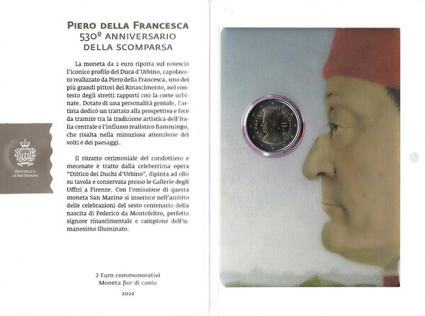 Monnaie 2 euros saint marin 2022 - piero della francesca en coffret bu