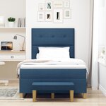 vidaXL Lit à Ressorts avec Matelas & Banc Bleu 120x200 cm Tissu