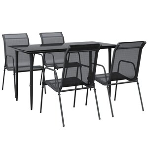 vidaXL Ensemble à manger de jardin 5 Pièces noir textilène et acier