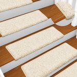vidaXL Tapis d'escalier 10 pièces 65 x 21 x 4 cm Blanc Bord rectangulaire
