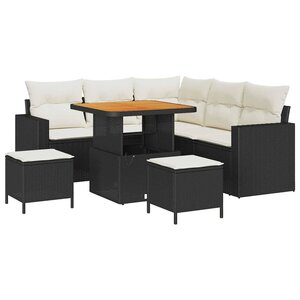 vidaXL Ensemble de canapé de jardin avec coussin 8 Pièces Noir et crème