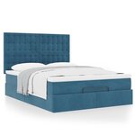 vidaXL Cadre de lit ottoman avec matelas bleu foncé 140x200 cm velours