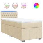 vidaXL Sommier à lattes de lit et matelas Crème 90x190 cm Tissu