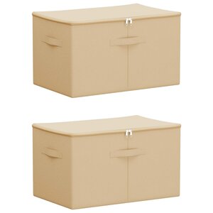 vidaXL Boîte de rangement 2 Pièces Crème 55 x 35 x 32 cm Tissu intissé
