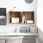 vidaXL Meuble mural avec étagère 2 Pièces chêne artisanal 37 x 37 x 37 cm