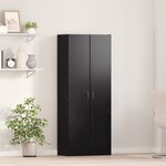vidaXL Buffet en chêne noir - 60 x 32 x 153 cm - Bois d'ingénierie