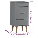 vidaXL Commode MOLDE Gris 40x35x82 cm Bois de pin massif