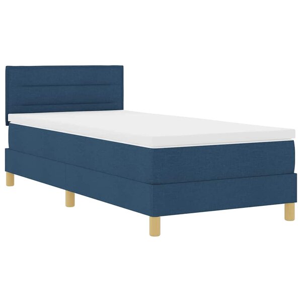 vidaXL Lit à ressort LED avec matelas avec LED Bleu 90 x 200 cm tissu