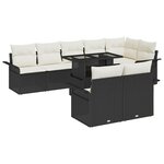 vidaXL Ensemble de canapé de jardin avec coussin 9 Pièces Noir Poly rotin