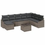 vidaXL Ensemble de canapé de jardin 9 Pièces Gris Poly rotin