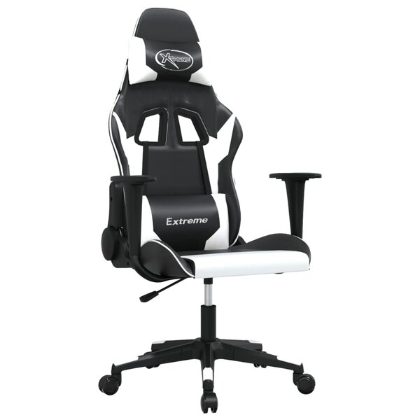 vidaXL Chaise de jeu Noir et blanc Similicuir