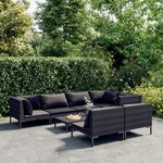 vidaXL Salon de jardin 8 Pièces avec coussins Résine tressée Gris foncé