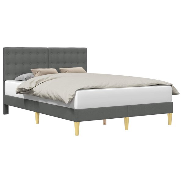 vidaXL Cadre de lit avec tête de lit Gris foncé 120 x 190 cm Tissu