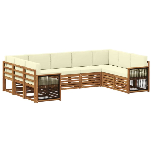 vidaXL Ensemble de canapés d'extérieur 7 pc Naturel et Crème