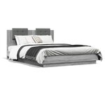 vidaXL Cadre de lit avec LED sans matelas sonoma gris 140x200 cm