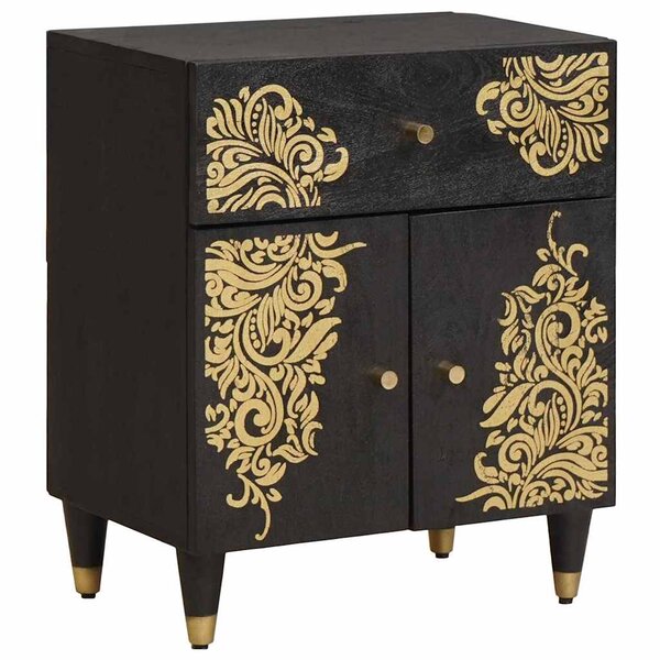 vidaXL Cabinet de chevet avec porte avec tiroir Noir 50 x 33 x 60 cm