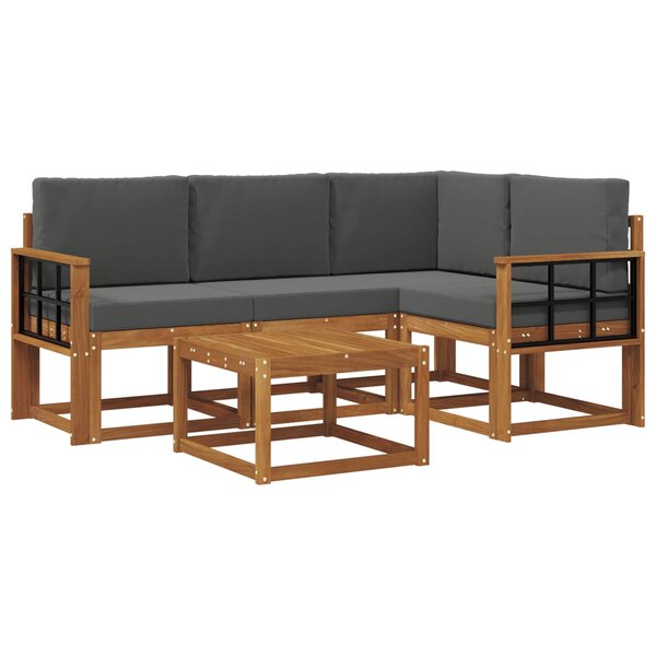 vidaXL Ensemble de canapés d'extérieur 5 pc Naturel et Anthracite