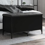 vidaXL Banc de rangement noir 82x42x45 cm bois d'ingénierie