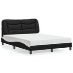 vidaXL Lit avec matelas noir et blanc 140x190 cm similicuir