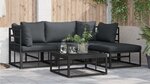 vidaXL Ensemble de canapé de jardin 4 Pièces Noir 213 x 141.5 x 71 cm