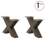 vidaXL Pieds de table basse en forme de X 2 pièces acier naturel 60 x (30-31) cm