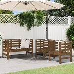 vidaXL Salon de jardin 3 Pièces marron miel bois de pin massif